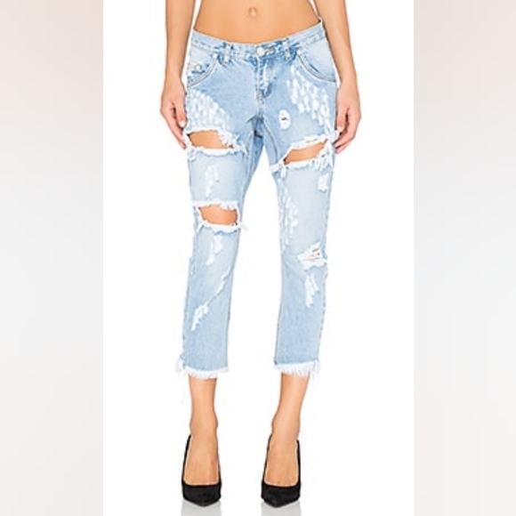 One Teaspoon Lonely Boy heavily distressed relaxed fit boyfriend jeans size 28 - Picture 16 of 16